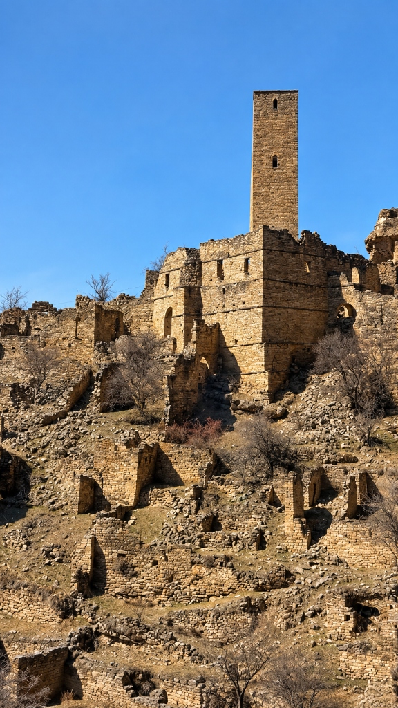 Сторожевая башня и древние руины аула (Гоор)